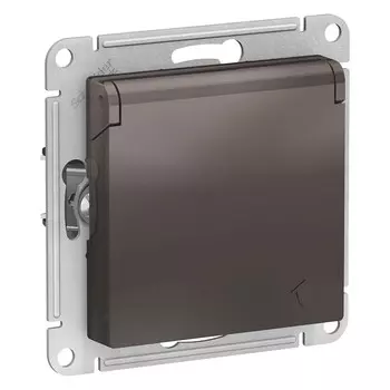 Розетка Systeme Electric AtlasDesign встраиваемая мокко со шторками с крышкой (ATN000646)