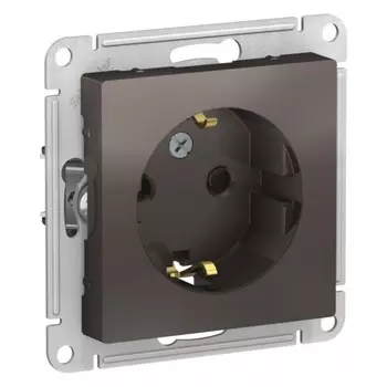 Розетка Systeme Electric AtlasDesign встраиваемая мокко со шторками (ATN000645)