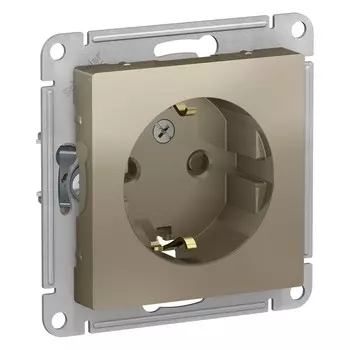 Розетка Systeme Electric AtlasDesign встраиваемая шампань со шторками (ATN000545)