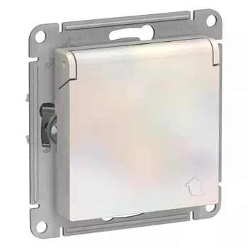 Розетка Systeme Electric AtlasDesign встраиваемая жемчуг со шторками с крышкой (ATN000446)