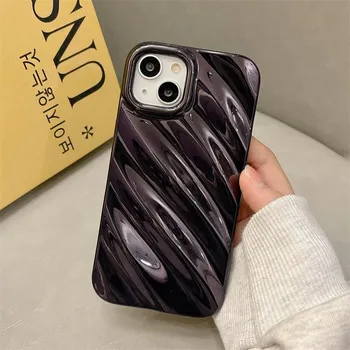 Глянцевый чехол для телефона с шелковой текстурой и узором для Iphone 14 13 11 12 Pro Max 14pro 14 Plus, противоударная мягкая задняя крышка, чехол Funda for iphone11ProMax(6.5 ) серебряный