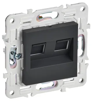 Розетка компьютерная двойная IEK SK-K20-1-K53 SKANDY RJ45 кат.5E SK-K03G графит