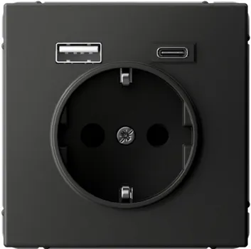 Розетка с заземлением с 2 USB Systeme Electric GAL001432 ArtGallery A+C, 5В/2,4А/3,0А, 2х5В/1,5А, механизм, Базальт
