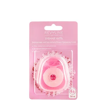 REVYLINE Нить зубная вощеная, нейлон, 50 м, розовая / Bubble Gum