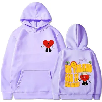НОВИНКА Bad Bunny UN VERANO SIN TI Толстовка с принтом музыкального альбома Уличная одежда Толстовки большого размера с длинными рукавами Унисекс Спортивный костюм унисекс Унисекс L