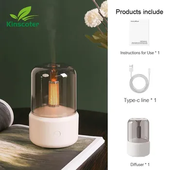 Светодиодный увлажнитель воздуха накаливания с подсветкой, 120 мл, USB C, ароматерапия, эфирное масло, аромадиффузор для дома, спальни, в подарок Black use 8-12 hours