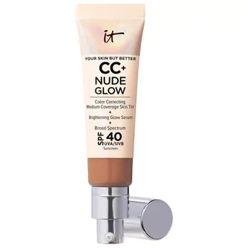 Cc+ nude glow легкая тональная основа + сыворотка для сияния с spf 40 и ниацинамидом It Cosmetics, цвет rich honey