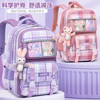 Новый клетчатый дышащий школьный рюкзак Disney Star Dailu's, Lingna Belle ultra-светильник ridge для детей