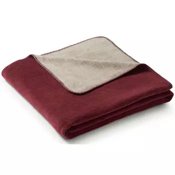 Плед 1,5-спальный Biederlackborbo Duo Cotton Melange двусторонний, бордовый с серым