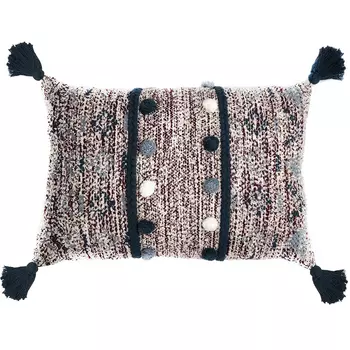 Подушка декоративная Tkano Ethnic с помпонами и кисточками 40x60x20см