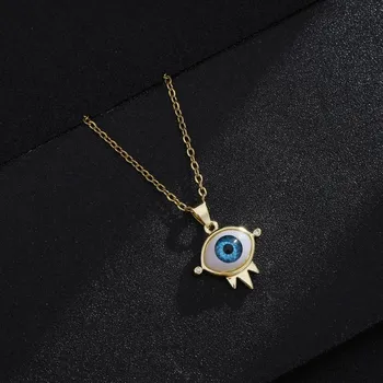 Турецкое ожерелье Lucky Evil Eye, женское 8 стилей, голубые глаза, женское очарование, модная эмалированная цепочка из нержавеющей стали, ожерелье, ювелирное изделие, подарок Eyes 0145cm