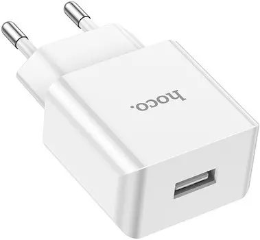 Сетевое зарядное устройство Hoco C106A, USB, EU, белый (6931474783882)