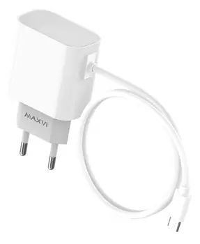 Сетевое зарядное устройство Maxvi CHL-240M 12Вт, microUSB, 2.4A, белый, встроенный micro USB