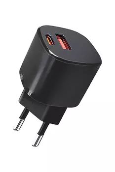 Сетевое зарядное устройство Qumo Energy GaN Mini 30 Вт, USB, USB type-C, Quick Charge, PD, 3А, черный (Charger 0072)