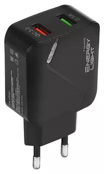 Сетевое зарядное устройство Qumo Energy light (Charger 0054) 18W, 2USB, Quick Charge, 2.4A, черный (32848)