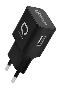 Сетевое зарядное устройство Qumo Energy QC 3.0, 1USB, Quick Charge, 2.4A, черный (Charger 0017Bl)