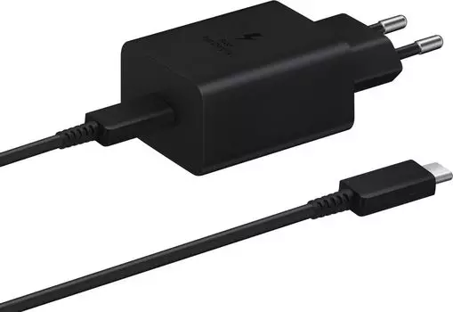 Сетевое зарядное устройство Samsung EP-T4510 45 Вт, EU, USB type-C, Quick Charge, PD, черный (EP-T4510XBEGWW), кабель USB Type C