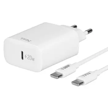 Сетевое зарядное устройство TFN 20 Вт, EU, USB type-C, PD, белый (TFN-WC16), кабель type-C/type-C