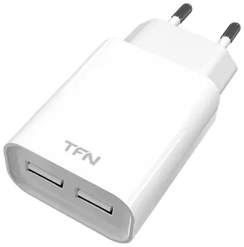 Сетевое зарядное устройство TFN WC2U24AWH, 2USB, 2.4A, белый (TFN-WC2U24AWH)