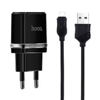 Сетевое зарядное устройство Hoco c12 12W, USB, 2.4A, черный (85349), micro USB