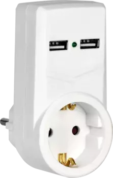 Сетевой фильтр IEK WTP10-16-01-ZKU-K01, 1-розетка, 2xUSB, белый (WTP10-16-01-ZKU-K01)