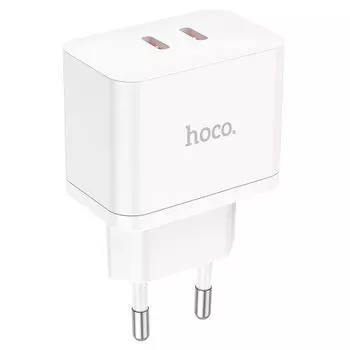 Сетевое зарядное устройство Hoco N29 Triumph 35Вт, 2xUSB type-C, Quick Charge, PD, 3A, белый (213937), USB Type-C - USB Type-C