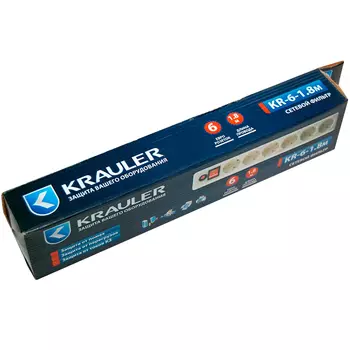 Сетевой фильтр Krauler, 6-розеток, 1.8м, белый (KR-6-1.8M)