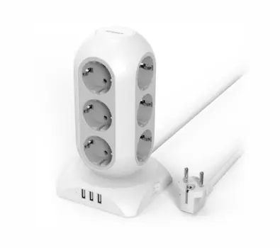 Сетевой фильтр Tessan TPS02-DE, 12, 3xUSB, 2 м, серый (4610121104103)