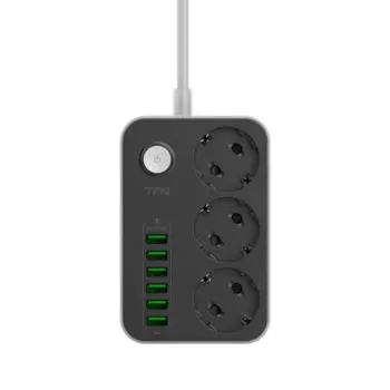 Сетевой фильтр TFN POWER 7, 3-розетки, 6xUSB, 2 м, черный (TFN-POWER7BK)