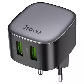 Сетевое зарядное устройство Hoco Rayo CS34A 18 Вт, 2xUSB, EU, Quick Charge, PD, черный (6942007617543)