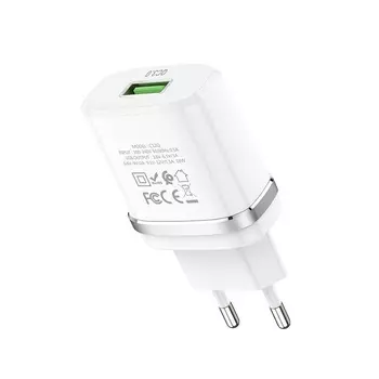 Сетевое зарядное устройство Hoco C12Q 18W, USB, Quick Charge, 3A, белый (6931474716262)