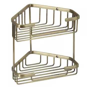 Полка корзина двойная угловая 18,5x18,5хh20 см. Veragio BASKET VR.GFT-9053.BR, бронза