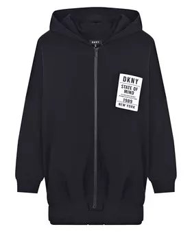 Черная спортивная куртка с белым патчем DKNY детская