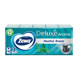 Носовые платки Zewa Deluxe Ментол, 3 слоя, 10 шт. х 10