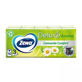 Платочки бумажные носовые Zewa Deluxe Ромашка, 3 слоя, 10 шт
