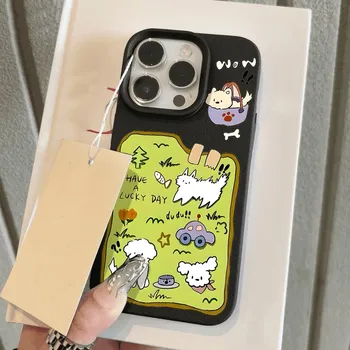 Чехол для телефона iPhone 11 13 XR XS Max, чехол для iPhone 12 14 15 16 Pro Max 12 Pro 15 Plus, кожаный, окрашенный, водонепроницаемый, устойчивый к падениям и износу, мультяшный iPhone 16 Pro Max розовый