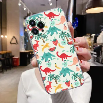 Прозрачный чехол для телефона Apple iPhone 12 11 13 Pro Max mini XS X XR 7 8 Plus SE 2020 Чехол с милым мультяшным динозавром iphone 6 or 6s
