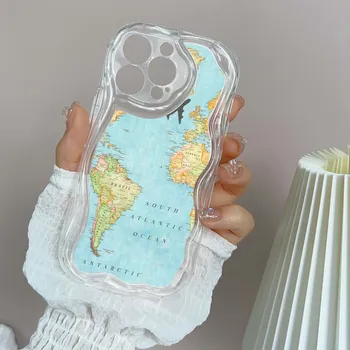 N90 Maps арт-дизайн Мягкие волнистые чехлы для телефонов для Samsung A54 A34 A13 A14 S23 S24 Ultra Xiaomi Redmi Note 13 12C Realme Infinix Защитный чехол-бампер Samsung A02/M02