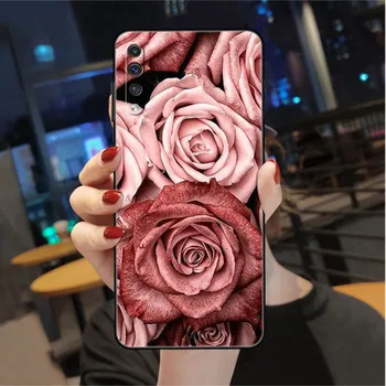 Чехол для Samsung Galaxy A50 A70 A30 A20s A20e A10 A40 A10s A10e M52 M51 M31 M30s M21 черный чехол для телефона ярко-красные розы цветы Samsung A70