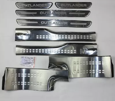 Накладки на пороги (внешние и внутренние) Optimal для Mitsubishi Outlander 2012 - 2019