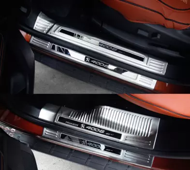Накладки на пороги внешние + внутренние с надписью 4008 для Peugeot 3008 2017-