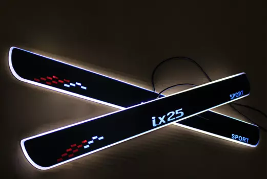 Накладки на внешние пороги COMFORT с подсветкой LED для Creta (Крета)