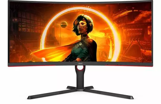 Монитор 34" AOC Gaming CU34G3S/BK, 3440х1440, 165 Гц, VA, черный/красный (cu34g3s)