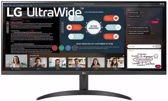 Монитор 34" LG UltraWide 34WP500-B, 2560х1080, 75 Гц, IPS, черный (34wp500-b.aruz)