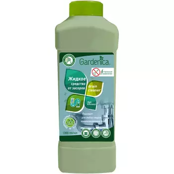 Экологичное средство Gardenica для устранения засоров и чистки труб 1 л