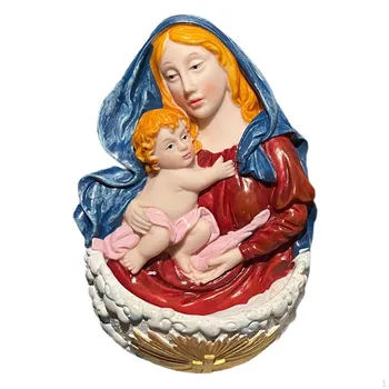 Религиозная фигура Статуя Католический Иисус Мать Мария Скульптура Раскрашенная вручную Настенный декор для Style A