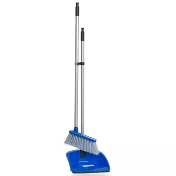 набор для уборки MR BRUSH Easy 1: сметка+совок с резинкой на длинной ручке пластик