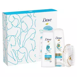 набор DOVE Объем и Восстановление: шампунь 250мл, бальзам 200мл, расческа