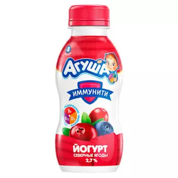 Йогурт агуша фруктовый 200 г 2, 7% черника брусника клюква