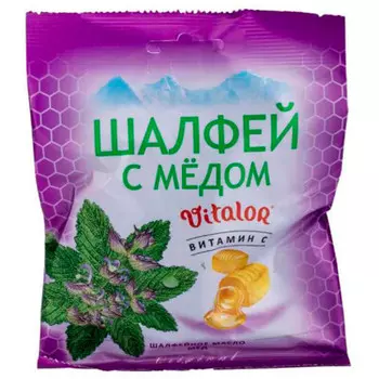 Карамель 60г виталор шалфей с медом с витамином с бад